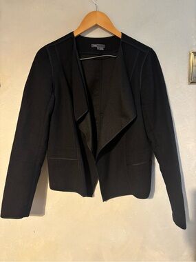 Vince Black Draped Open-Front Blazer